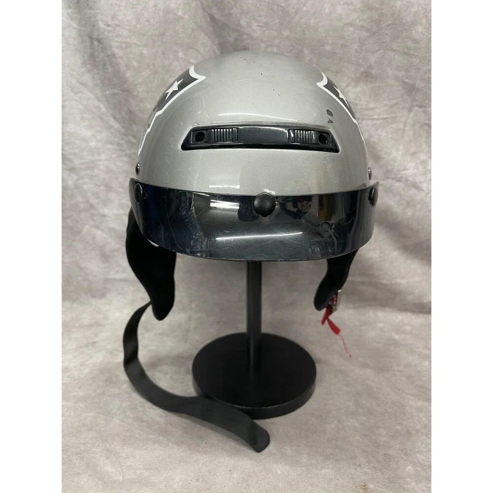 NEW ENGLAND PATRIOTS MOTORCYCLE HELMET SILVER DOT NFL ADULT HALF SHELL